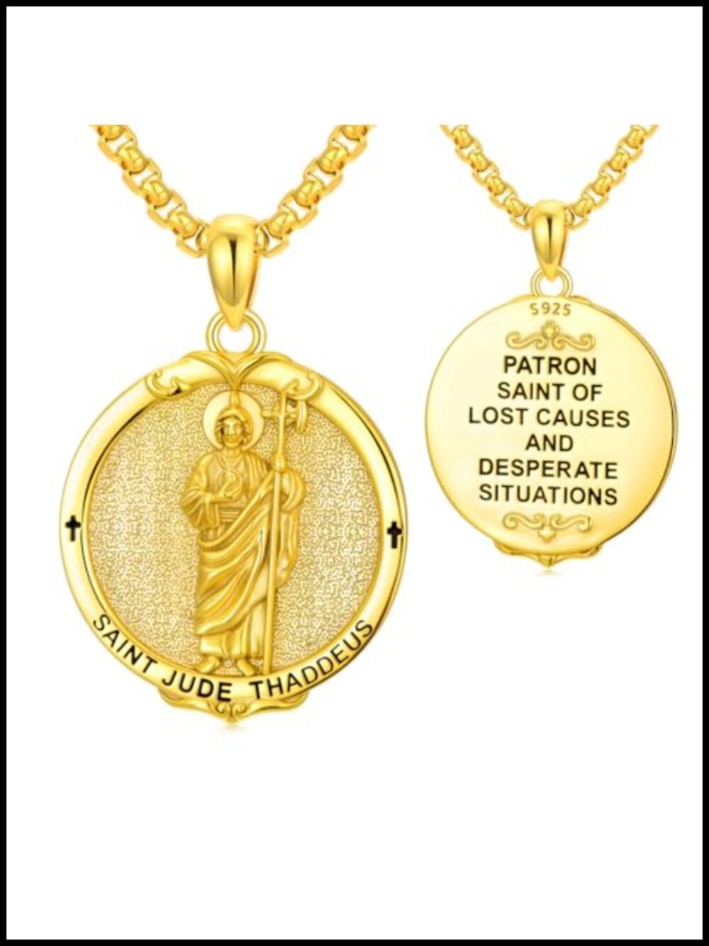 Saint Jude Patron Saint Necklace 925 Sterling Silver Amulet Medal Protection